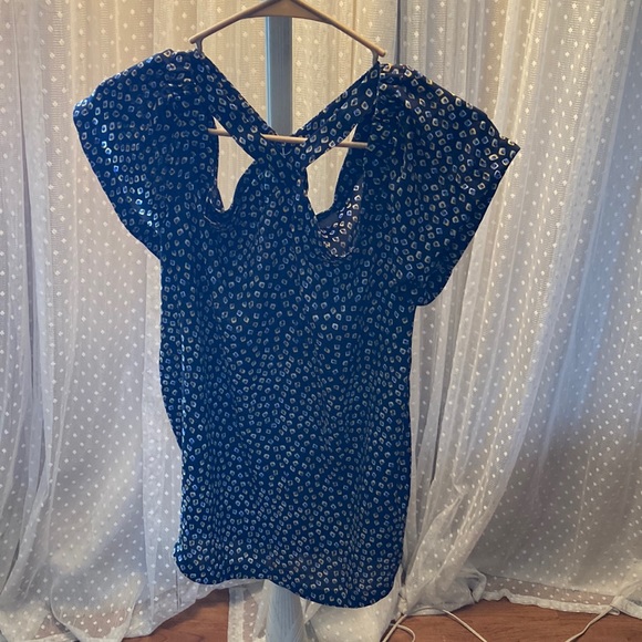 LOFT off the shoulder top. Women’s size small. Navy patterned - Picture 1 of 7